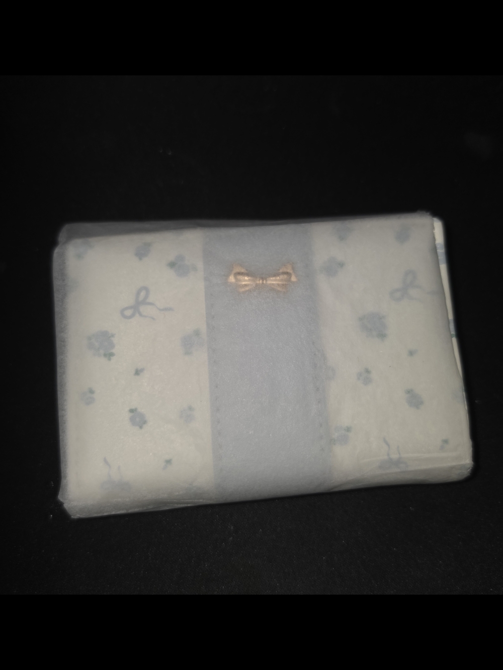Women's White and Light Blue Floral Wallet with Bow Accent